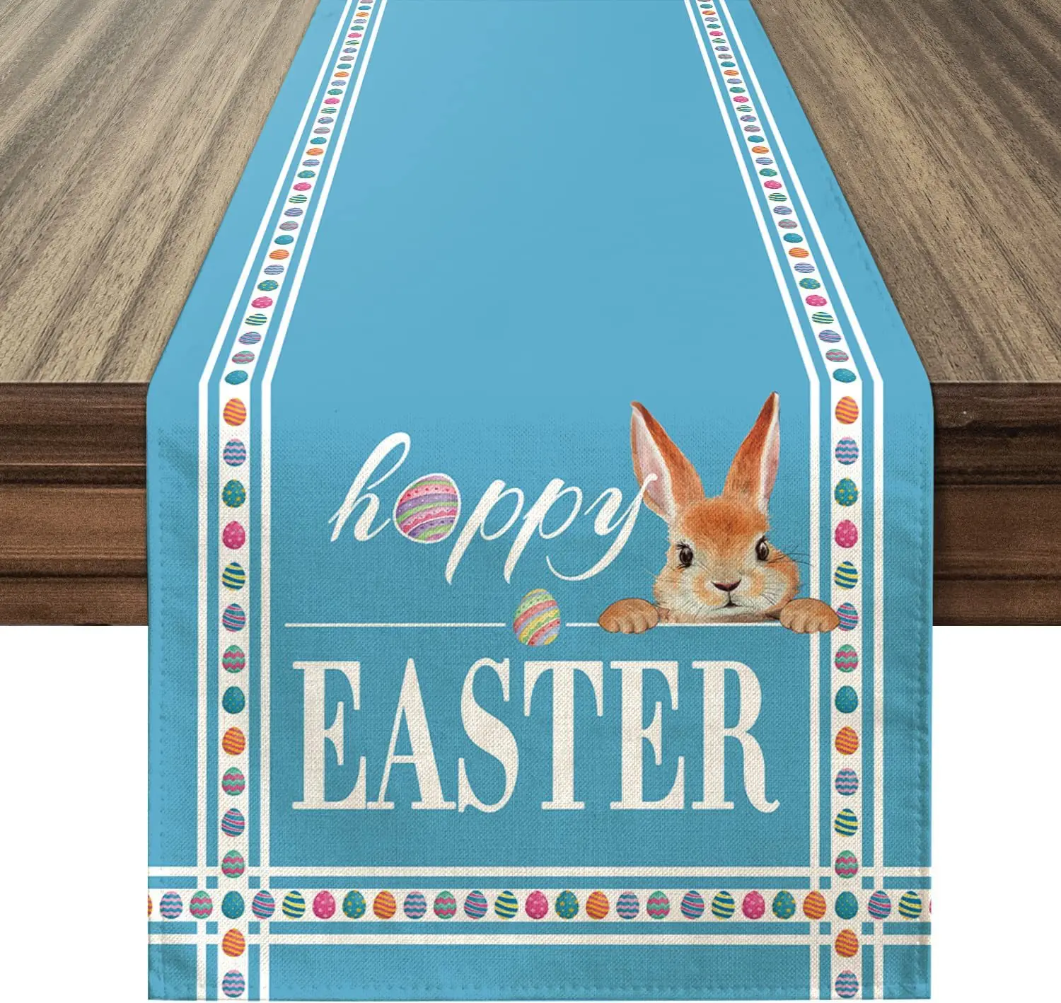 2023 New Easter Table Flag Rabbit Egg Lake Blue Holiday Party Home Living Room Decoration Tablecloth Tea Flag 33x180cm