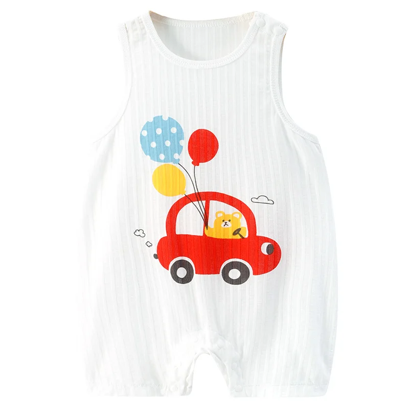 Baby One-piece Clothes Summer Pure Cotton Sleeveless Thin Cute Vest Ha Clothes Monk Clothes Go Out Climbing Clothes Summer Cloth