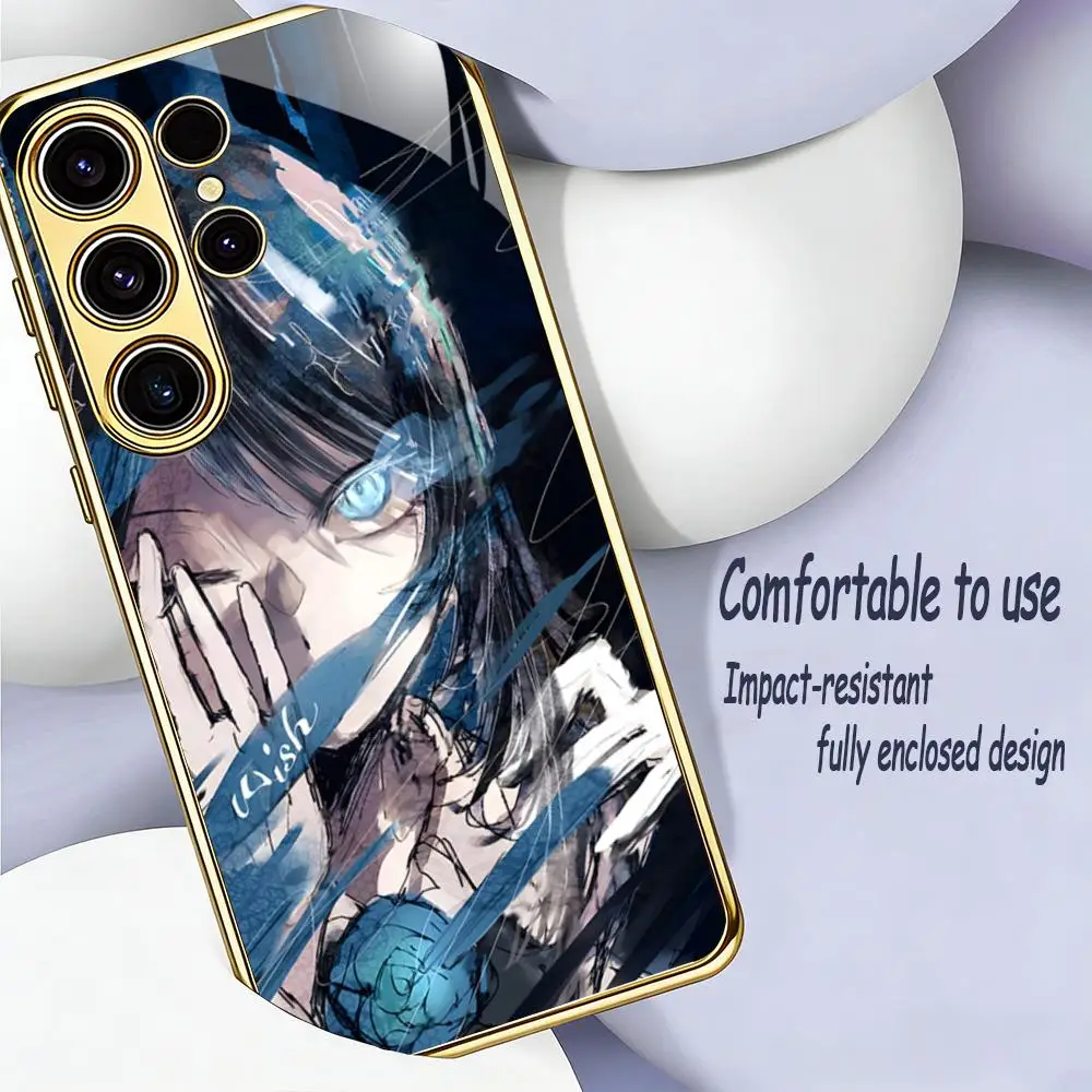 Фото Модный чехол для телефона с виртуальным певцом Ado для Samsung S26 S25 S24 S23 S22 S21 Plus Ultra FE Edge, гальванизированное стекло №1