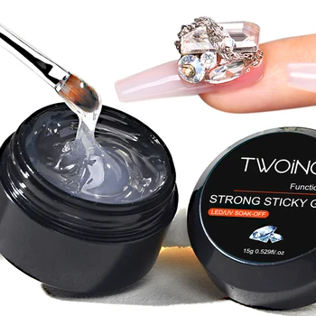 TWOING-강력한 네일 접착제 15g, 라인석 및 수지 보석 보석 접착 젤, 아크릴 인조 네일 팁 접착제