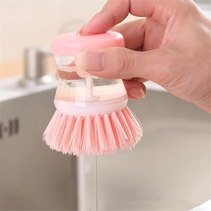 

Cleaning Brushes Wash Pot Brushes Pot Dish Cleaning Brush With Liquid Soap Dispenser Dishwashing Brush Kitchen Plastic Brushes