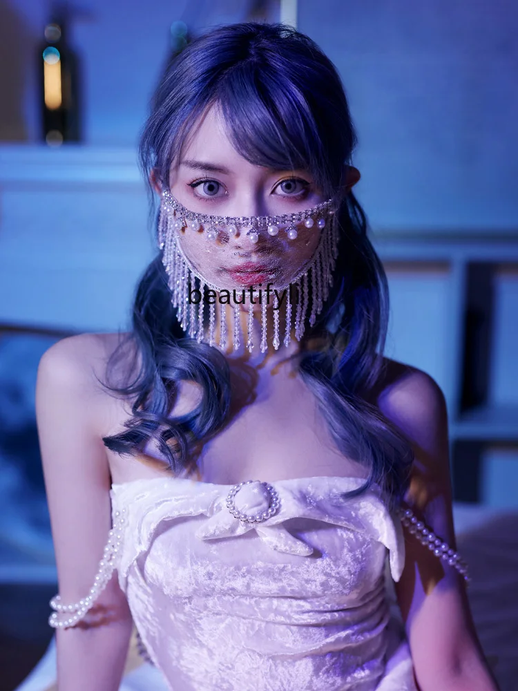 

zqTassel Half Face Veil Masquerade Trend Party Decorations