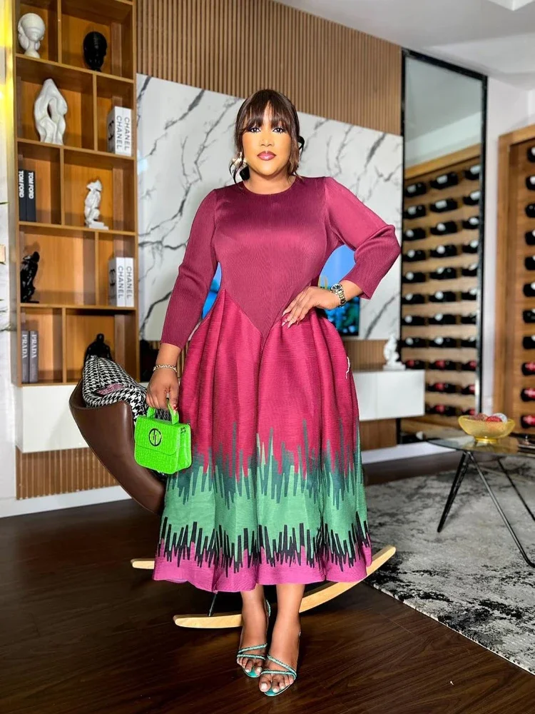 Женское платье с длинным рукавом ANLAN плиссированное дизайнерское вечернее