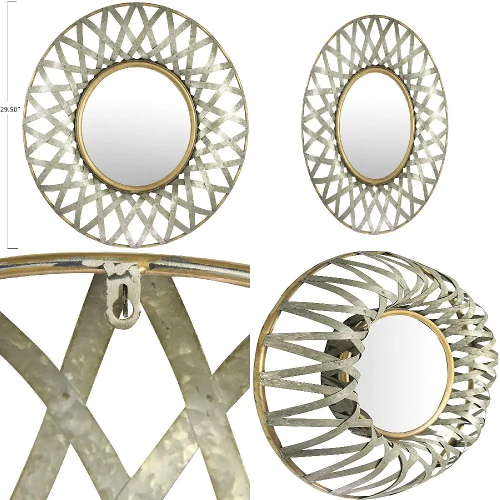 

ot Any Room. "Luxurious Rustic Elegance – Gold and Galvanized Metal Wall Mirror for Home Decor, Perfectly Enhancing Any Room's