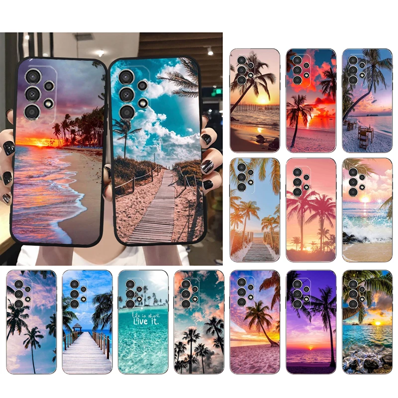 

Summer Beach Sea Palm Tree Phone Case for Samsung Galaxy A73 A13 A22 A32 A71 A33 A52 A53 A72 A73 A51 A31 A23 A34 A54 A52 A53S