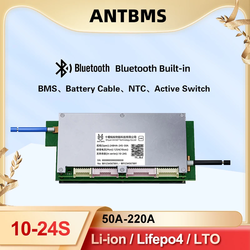 Фото ANT Smart WIFI BMS 10S-24S 50A-220A Smart Balance BMS 36V 48V 60V 72V 300A 550A LiFePO4/NCM/LTO с Bluetooth для солнечных/электронных скутеров №1