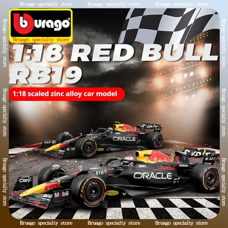 Модель гоночного автомобиля Bburago 1:18 2023 F1 Red Bull Rb19 1 Max Verstappen 11 Sergio Перез модель