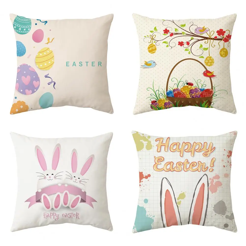 

Popular Bunny Easter Egg Pattern Cushion Cover Sofa Decoration Comfortable Pillow Case Singe Side Printed Home Decor