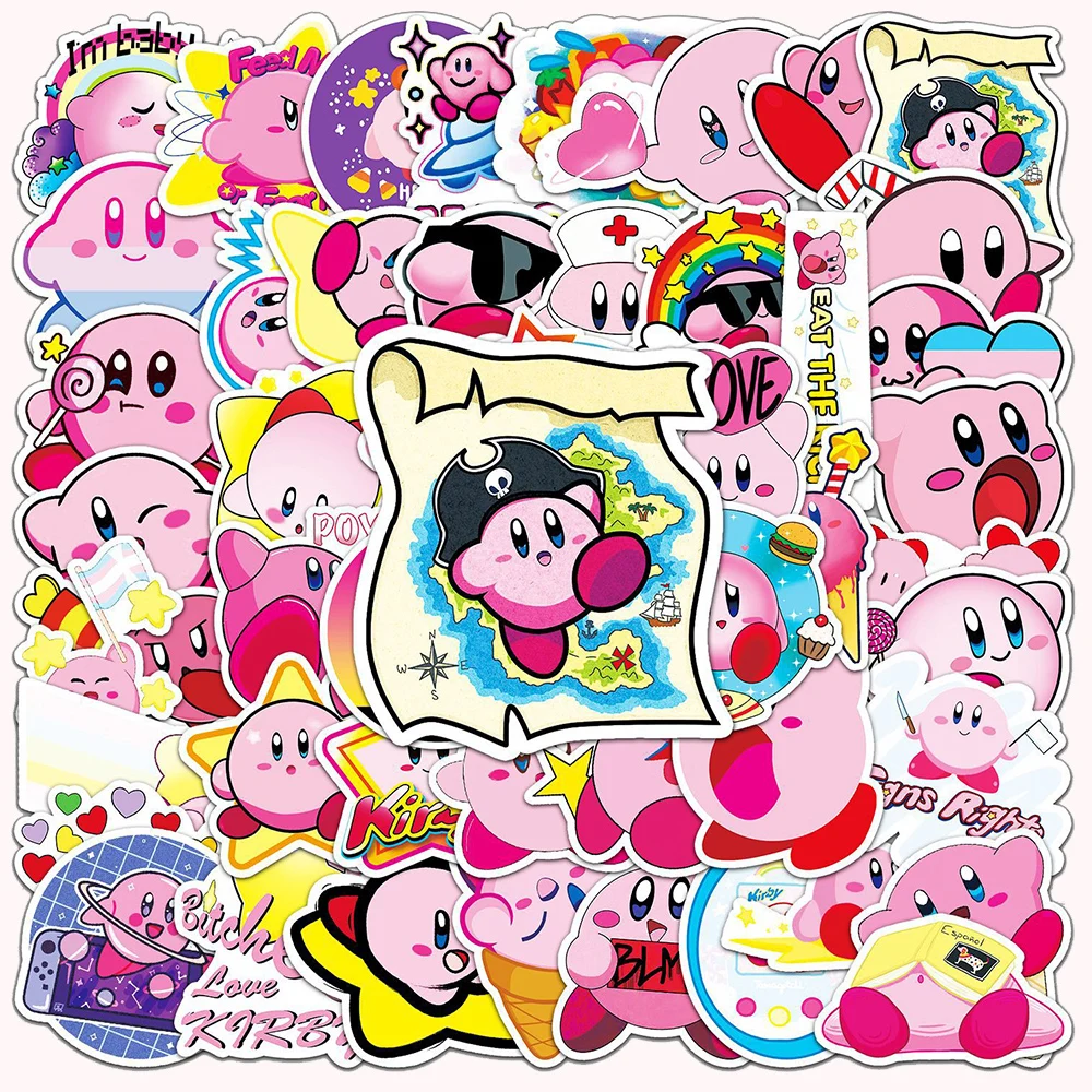 

10/30/50pcs Cute Game Cartoon Kirby Stickers for Kids Toys Kawaii Anime Decals Graffiti Laptop Skateboard Car Waterproof Sticker