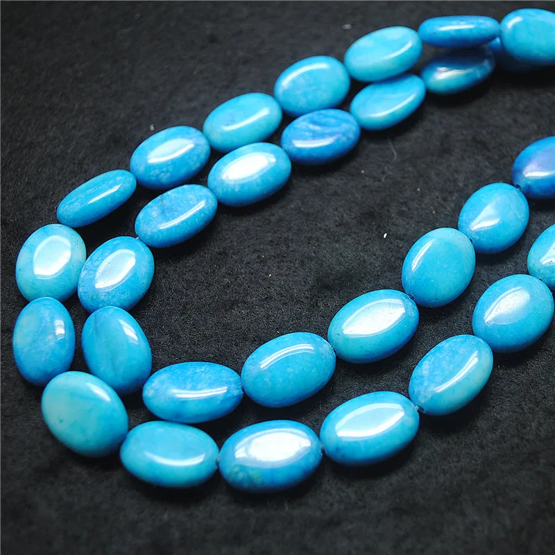 

22PCS New Blue Jasper Stone String Oval Shape 13X18MM Women Necklace Making Accessories DIY Jewelry Designs Free Shippings