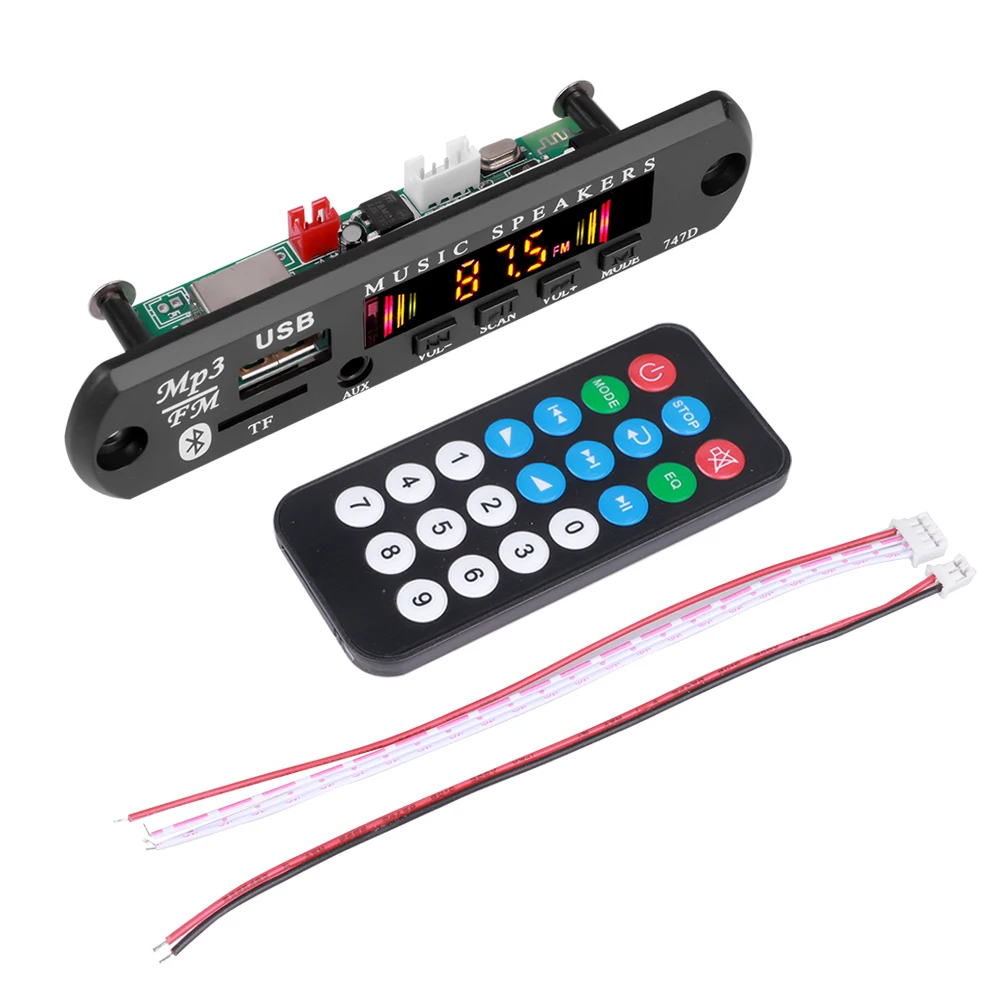 

Kebidu 6V-24V Bluetooth 5.0 Автомобильный комплект Беспроводной MP3-декодер Плата Аудио WMA Автомобильный музыкальный плеер Модуль без потерь Аудио USB AUX TF Радио