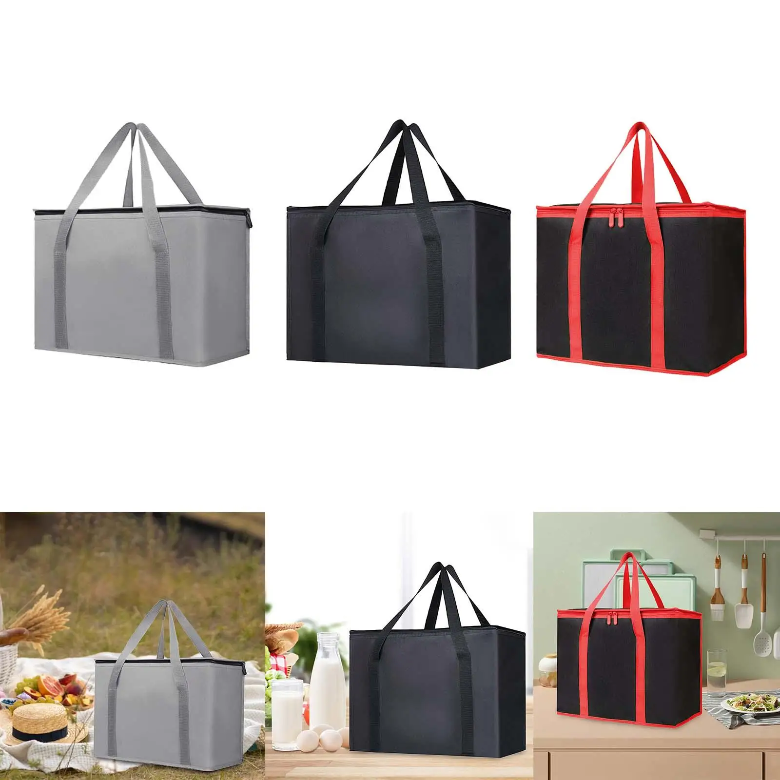 

Insulated Cooler Bag Lightweight Thickened Reusable Thermal Non Woven Cooler Tote Bag for Festivals Office Picnic Camping Travel