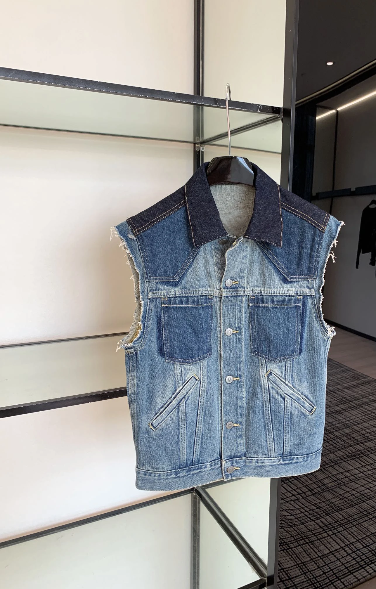 2023 комбинированный цветной джинсовый жилет