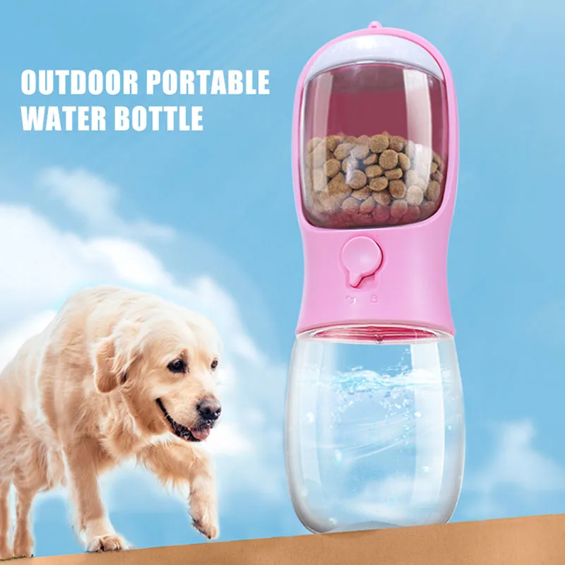 

Leak-proof Pet Drinker Food And Water Container Large Capacity Portable 330ml/550 Ml Water Dispenser For Dogs Puppies And Cats
