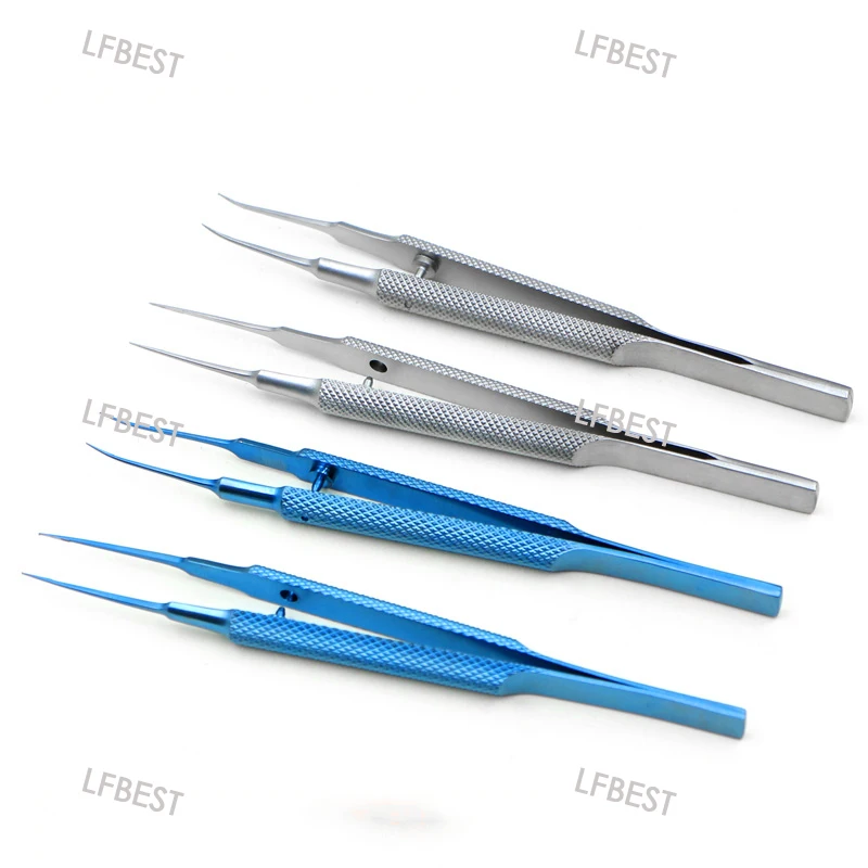 Stainless Steel Ophthalmic Teeth Straight Angle Fine Microtweezers Double Eyelid Tool 0.3mm