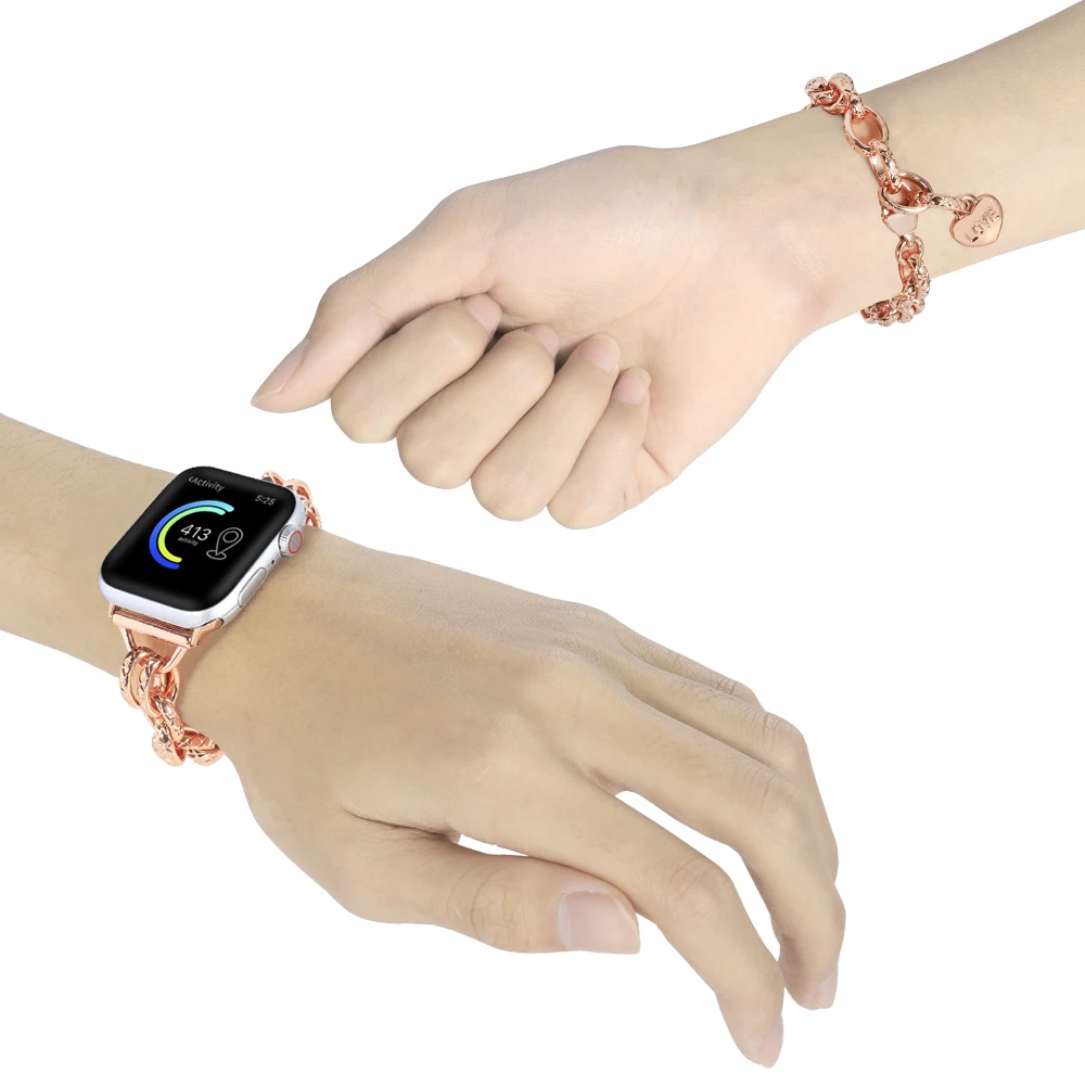 Ремешок стальной для Apple watch Ultra 49 мм роскошный браслет iWatch series 8 3 4 5 40 38 41 44 45 42