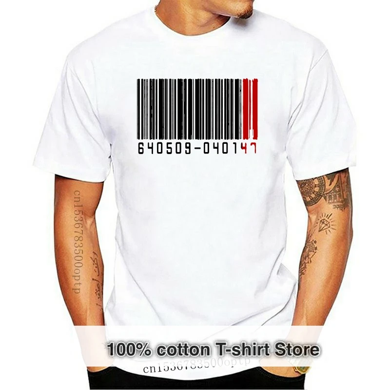 

Мужская футболка из 100% хлопка с круглым вырезом и принтом на заказ, женская футболка с штрих-кодом
