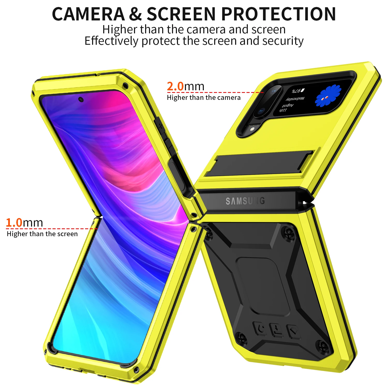 Funda for Samsung Galaxy Z Flip 4 5G 2022 Case Kickstand Cover for Samsung Z Flip 3 4 Flip4 Armor Metal Case with Stand Bracket