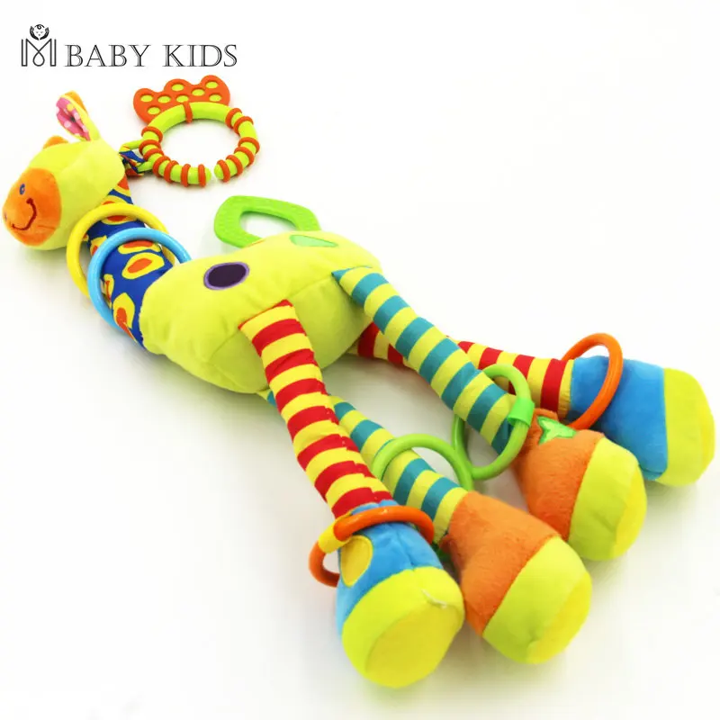 

Plush Infant Toys Baby Development Giraffe Animal Handbells Rattles Handle Toys Stroller Hanging Teether Baby Toys 0-12 Months