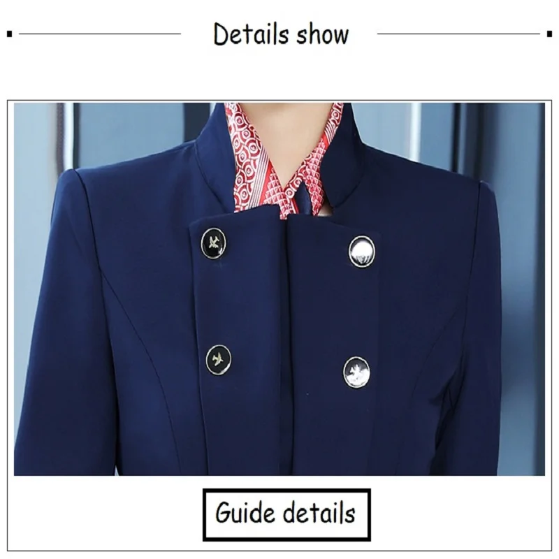 Fashion Beauty Salon Hotel Front Desk Receptionist Clothes Train Crew Stewardess Work Suit Aviation Uniforms S-6XL images - 6