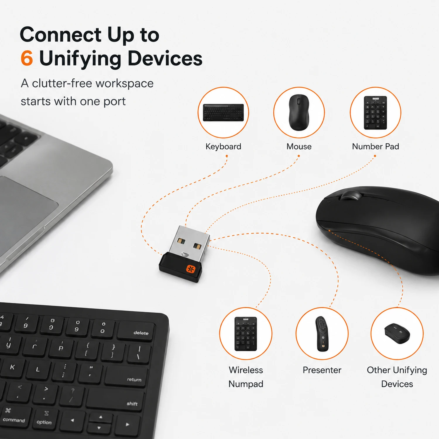 Для Logitech - Приемник-донгл Unifying Nano Receiver Dongle 6-канальный для M905M325M585M510M705 и других адаптеров-приемников (art.: 3920db0ea2e30) - 3920db0ea2e30