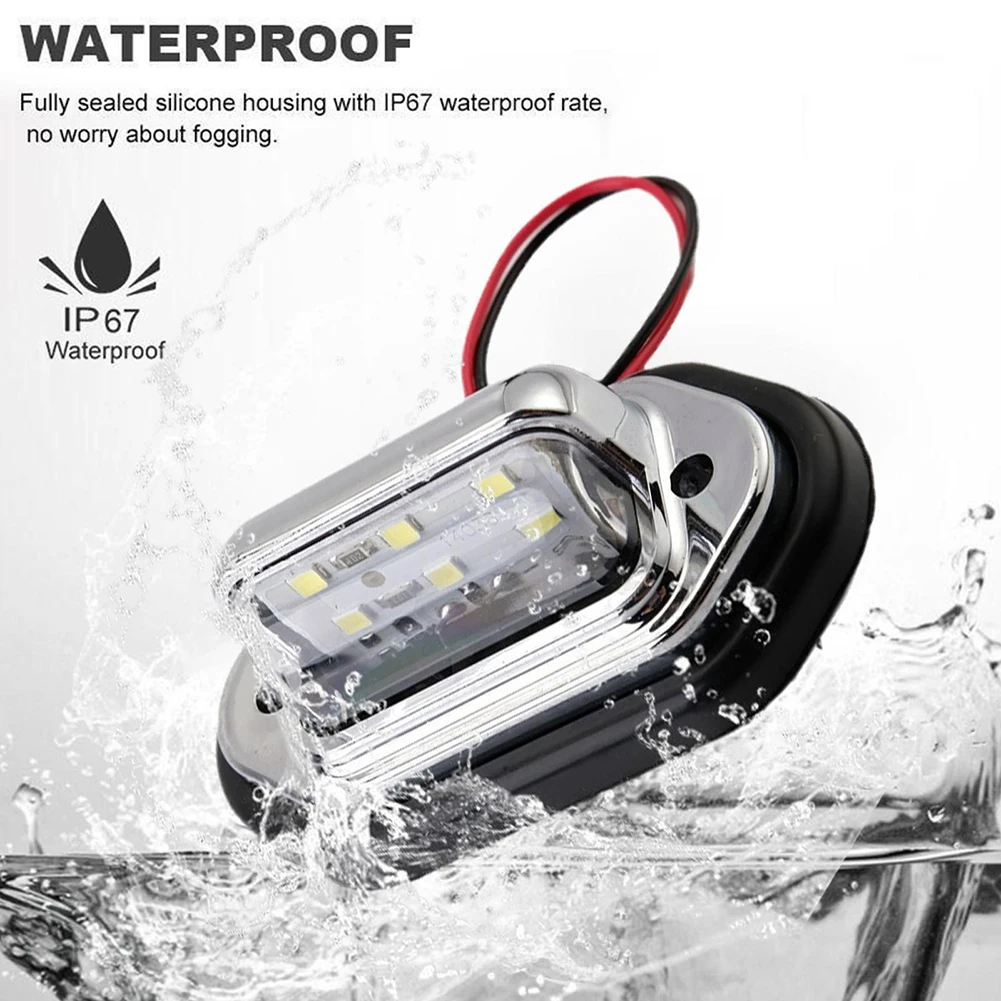 

For Motorcycles Boats Cars 1pc License Plate Lamp Auto License Plate Light 2 Wires 6 LED White Light Clear PC Lens Door Light
