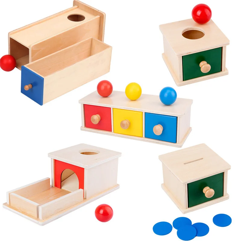 Wooden Geometric Shapes Sorting Math Montessori Puzzle Colorful Ball Drawer Target Box Educational Game Baby Toddler Toys New