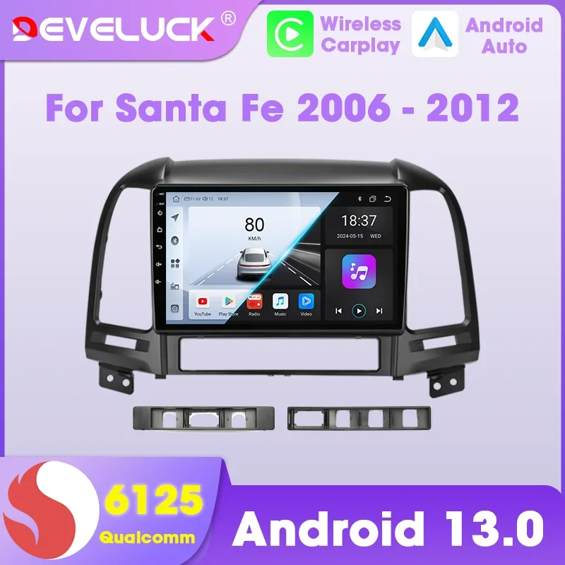 Автомобильное радио Android 12 для Hyundai Santa Fe 2 2006-2012 Carplay автоматические