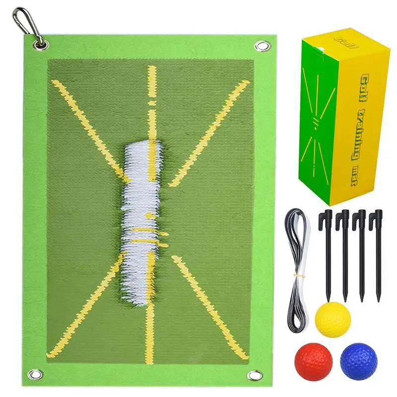 

Golf Swing Mat Hitting Batting Direction Mark Trace Indoor Home 25X50CM Golf Swing Training Pad With 3 Pcs Practice Ball
