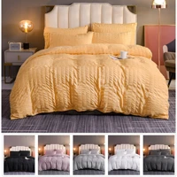 home textile bedding solid color bubble yarn duvet cover set japans set of three simple pillows king size bedding set