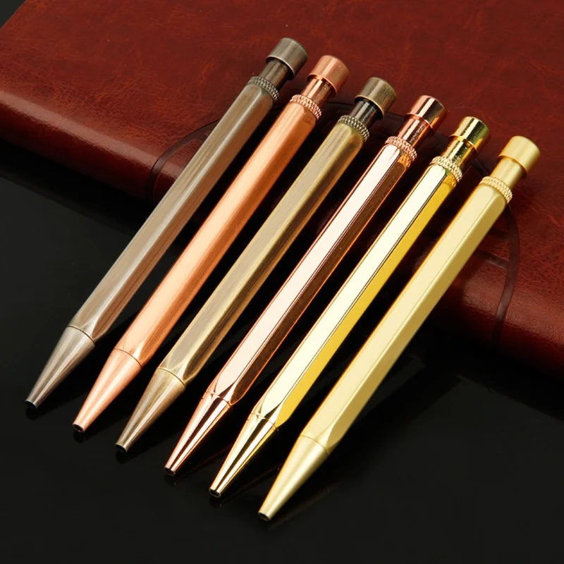 

High Grade Gel Pen Rotating Threaded Brass Ballpoint New Gifts Golden Copper Pens Office School Stationery Precious Metal Pen