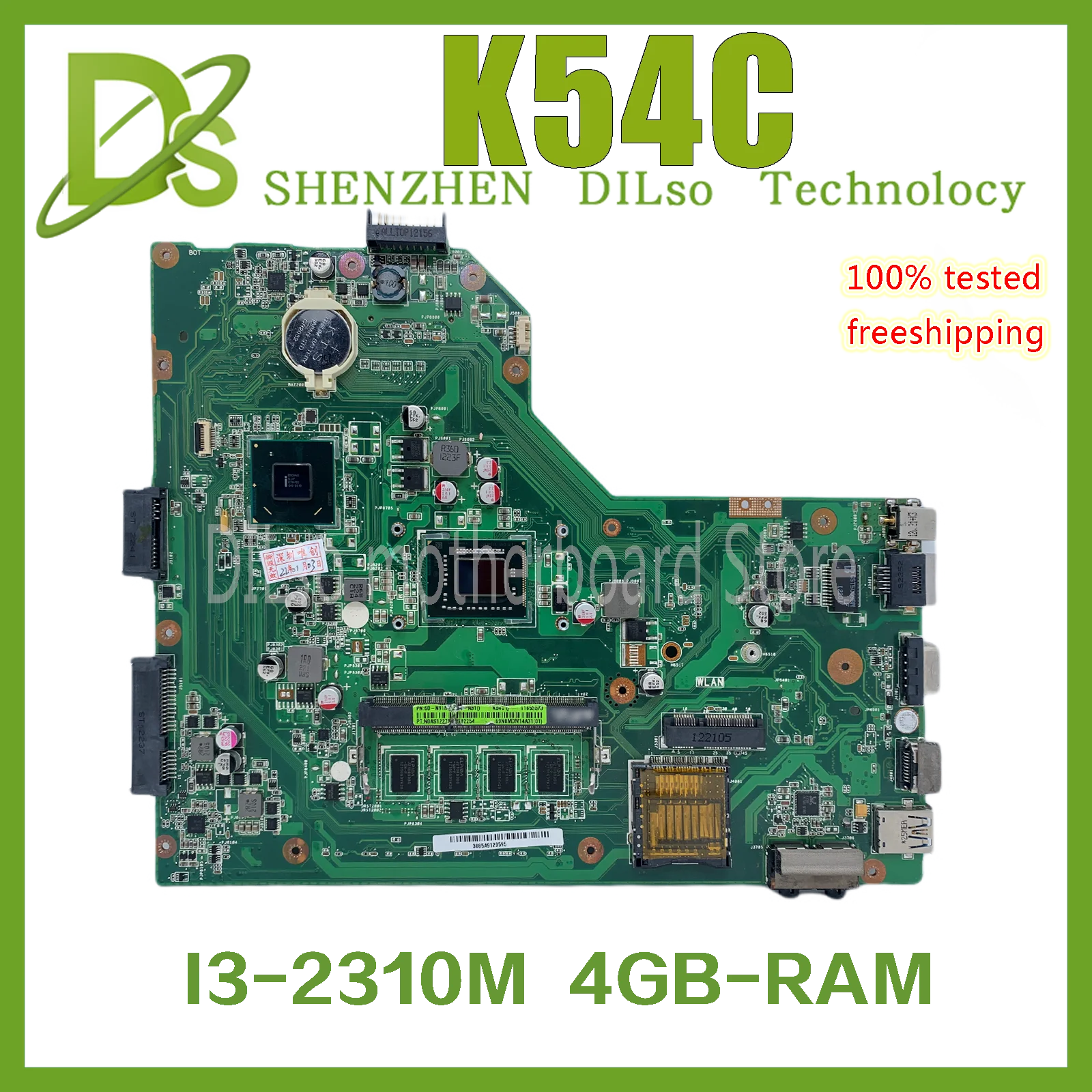 KEFU K54C Mainboard For ASUS X54C K54HR K54C K54L X54L Laptop Motherboard I3-2310M Test work 100% Oiginal Work Motherboard