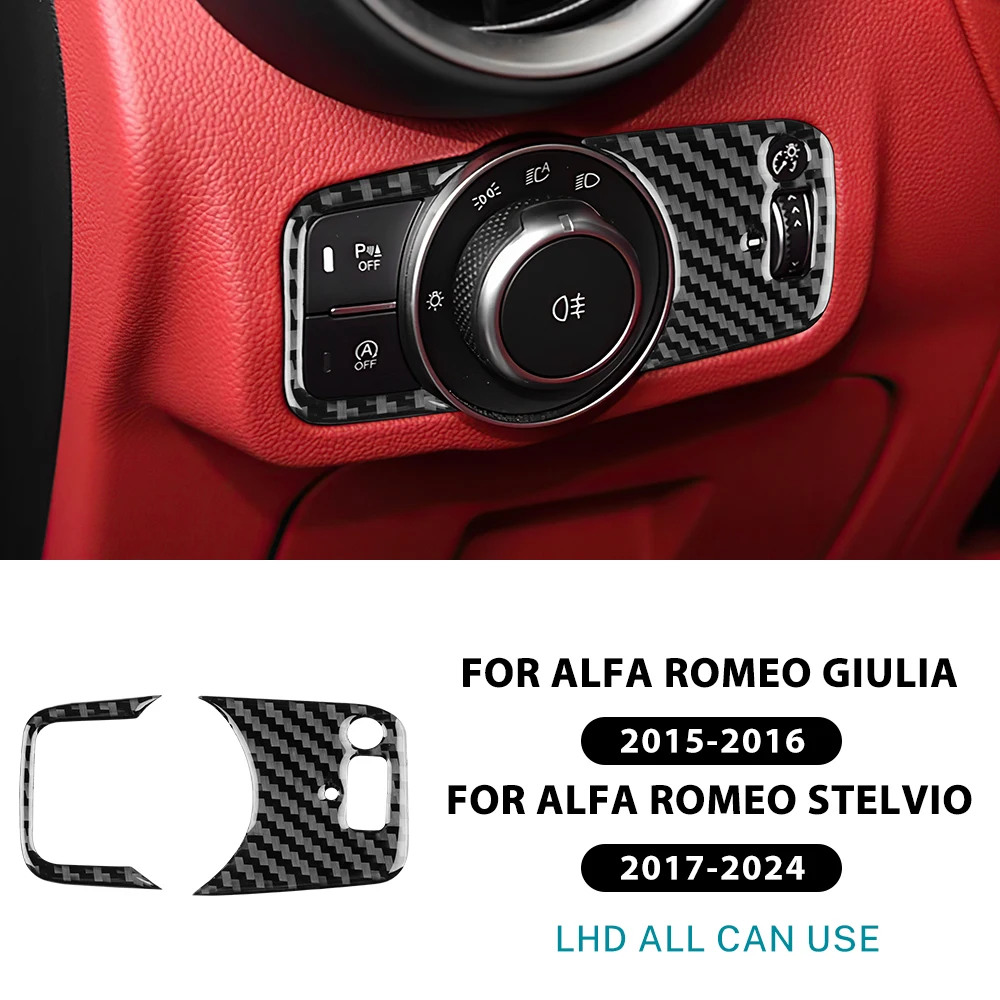 

Настоящая мягкая наклейка из углеродного волокна для Alfa Romeo Giulia 2015 2016 для Stelvio 2017-2024 LHD RHD, кнопка переключения фар автомобиля, панель