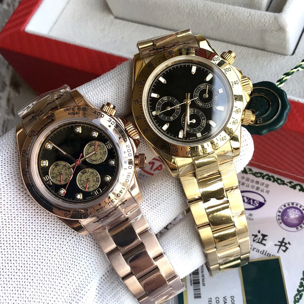 

ROL gold case Speed measurement bezel diamond scale mechanical watch