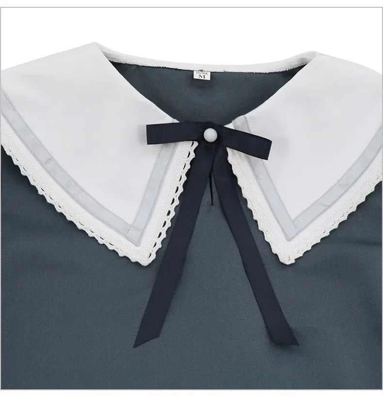 Anime Wonder Egg Priority Neiru Aonuma Cosplay Costume Long Sleeve Gray Dress Wig Braid Halloween Party Women