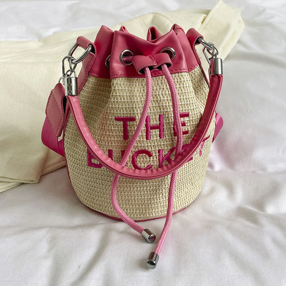 

Женская сумка-мешок на шнурке, соломенная плетеная Сумка через плечо из ротанга, женская летняя сумка-тоут Хобо, 2023
