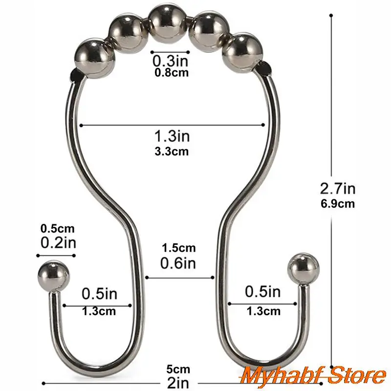 12pcs Shower Curtain Hooks Stainless Steel Curtain Rings Glide Smoothly Shower Hooks Rings for Bathroom Shower Rods Curtains images - 6