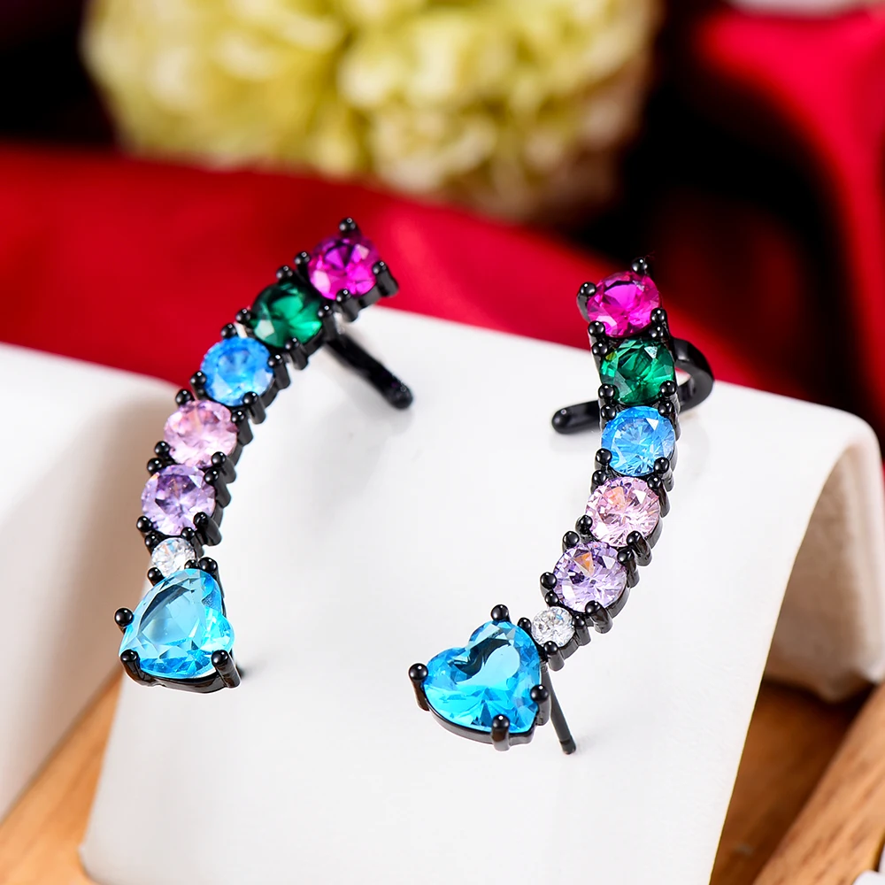 Siscathy Эксклюзивные Дизайнерские серьги для женщин, роскошные циркониевые серьги в форме сердца хрустальный пирсинг, ювелирные изделия для праздновечерние, выпускного вечера