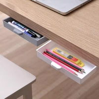 2022self adhesive under desk drawer hidden storage box makeup organizer self stick school stationery case pencil tray pen holder