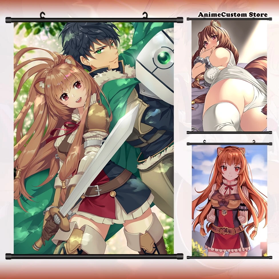 

Anime The Rising of the Shield Hero Raphtalia Filo Naofumi Iwatani HD Wall Scroll Roll Painting Poster Decor Cosplay Art Gift