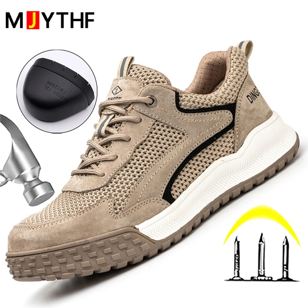 

Дышащая защитная обувь для мужчин, летние рабочие кроссовки, Противоударная обувь с защитой от проколов и повреждений, нескользящая мужская обувь