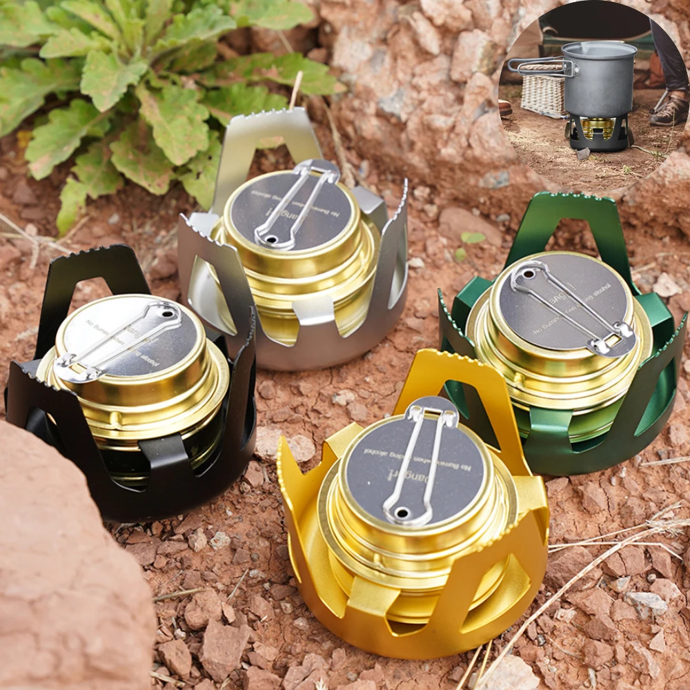 

Спиртовая мини-горелка для отдыха на открытом воздухе, кемпинга, пешего туризма, барбекю, приготовления пищи, горелка с герметичной крышкой,...