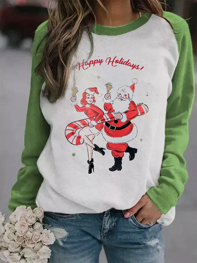 

Santa Western Vintage Print Sweatshirt