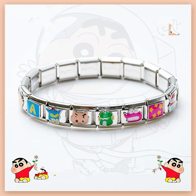 

Kawaii Crayon Shin-Chan Plushie Cartoon Cute Dolls Diy Splicing Module Bracelet Anime Plush Toys for Girl Birthday Gift