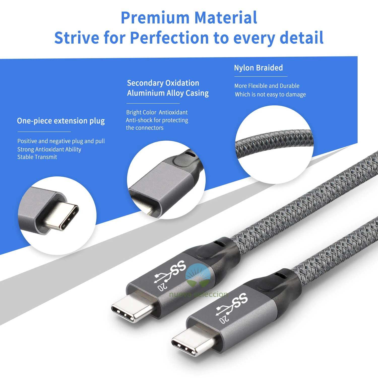 usb 3 2 gen 2x2 20gbps usb c to usb c data cable type c 100w fast charge short cord braided wire for xiaomi huawei macbook pixel free global shipping