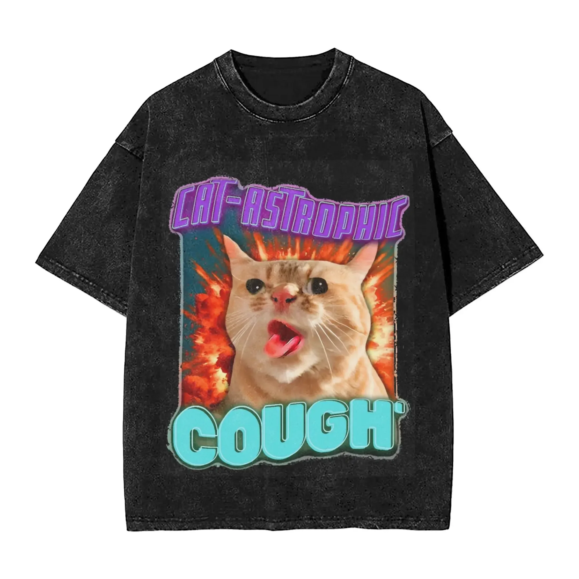 Harajuku Cat Coughing Meme Outfit футболки для мужчин и женщин забавная футболка с изображением