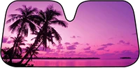 sunset purple palm tree sunshade gift accessories car sunscreen uv protection sunshade