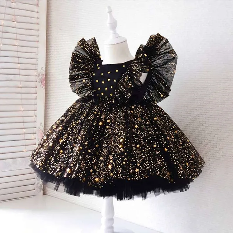 

Toddler Baby Girl Dress Sequin Bow Baptism Dress for Girls 1st Birthday Party Wedding Dress Summer Baby Clothes Tutu Fluffy Gown