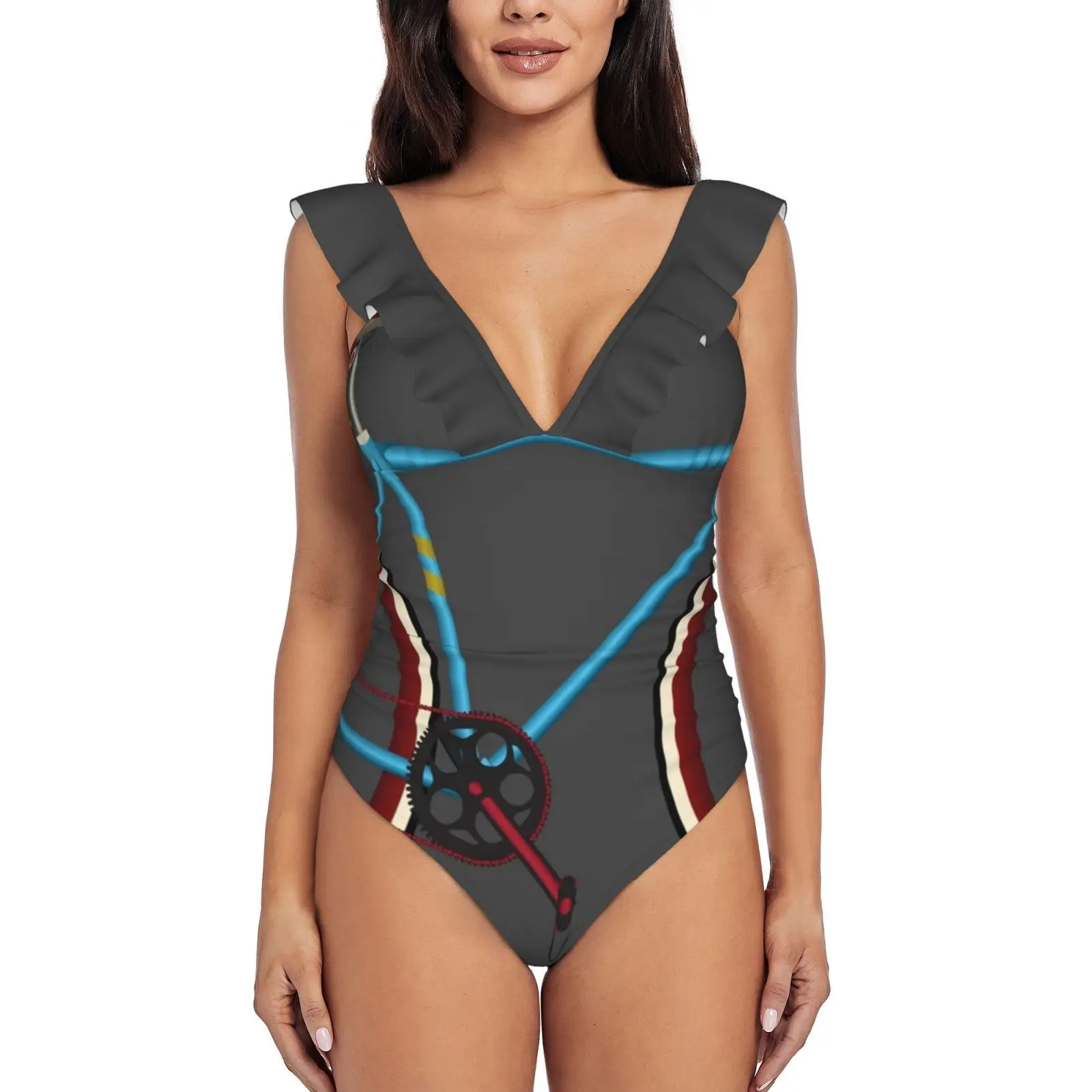 

Велосипедный купальник с оборками, женский купальник, монокини, пляжная одежда, купальные костюмы, велосипедные велосипеды, велосипедные в...