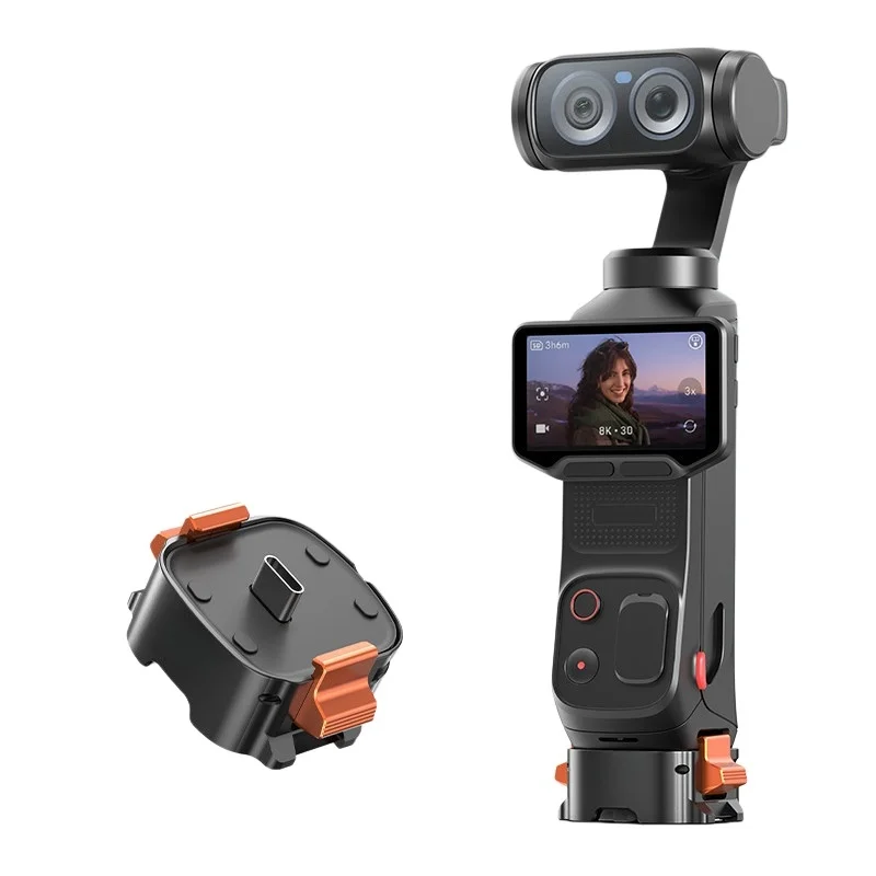 Фото Магнитное крепление для камеры с зарядкой для Insta360 Luna Ultra, быстросъемный расширительный адаптер для двухзахватного крепления и резьбового соединения 1/4 дюйма №1